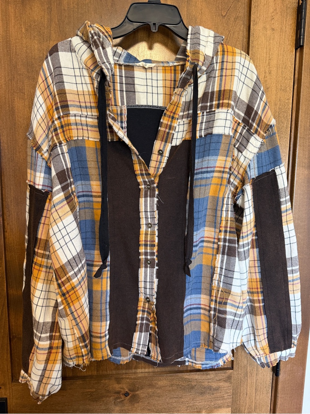 POL flannel patchwork hoodie - size M oversized